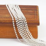 2.1 mm rhinestone chain with White Opal Preciosa crystals in silver setting x 20 cm