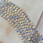 2.4 mm rhinestone chain with Crystal AB Preciosa crystals in silver setting x 20 cm