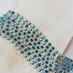 2.4 mm rhinestone chain with Emerald AB Preciosa crystals in silver setting x 20 cm
