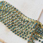 2.4 mm rhinestone chain with Jet AB Preciosa crystals in raw setting x 20 cm