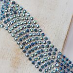 2.4 mm rhinestone chain with Jet AB Preciosa crystals in silver setting x 20 cm