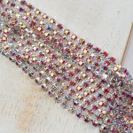 2.4 mm rhinestone chain with Light Siam AB Preciosa crystals in silver setting x 20 cm