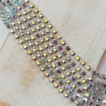 2.4 mm rhinestone chain with Red Velvet AB Preciosa crystals in silver setting x 20 cm
