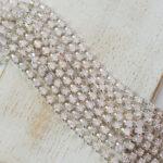 2.4 mm rhinestone chain with Rose Opal Preciosa crystals in silver setting x 20 cm