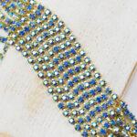 2.4 mm rhinestone chain with Sapphire AB Preciosa crystals in raw setting x 20 cm