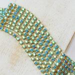 2.5 mm rhinestone chain with Aqua Bohemica AB Preciosa crystals in raw setting x 20 cm