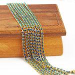 2.4 mm rhinestone chain with Crystal Bermuda Blue Preciosa crystals in raw setting x 40 cm