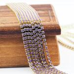 3.2 mm rhinestone chain with Amethyst Opal Preciosa crystals in raw setting x 40 cm