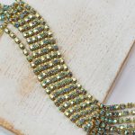 2 mm rhinestone chain with Smoked Sapphire AB Preciosa crystals in raw setting x 20 cm