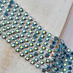 3.2 mm rhinestone chain with Deep Sea AB Preciosa crystals in silver setting x 40 cm