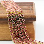 3.2 mm rhinestone chain with Indian Pink Preciosa crystals in raw setting x 20 cm