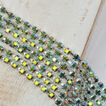 3.2 mm rhinestone chain with Olivine AB Preciosa crystals in silver setting x 40 cm