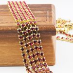 3.2 mm rhinestone chain with Ruby Preciosa crystals in raw setting x 20 cm