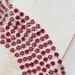 3.2 mm rhinestone chain with Ruby Preciosa crystals in silver setting x 40 cm