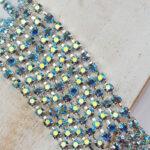 3.2 mm rhinestone chain with Smoked Sapphire AB Preciosa crystals in silver setting x 40 cm