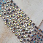 3.2 mm rhinestone chain with Smoked Topaz AB Preciosa crystals in silver setting x 40 cm