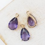 15x8x6 mm drop in metal setting Amethyst Purple x 1 pc