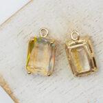 17.5x10x6.5 mm drop in metal setting Yellow/Transparent Rainbow x 1 pc