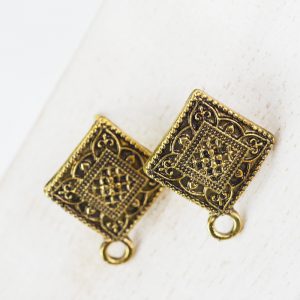 Patina gold earstuds 18 x 22 mm x 2 pcs