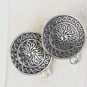 Patina silver earstud 19 x 23 mm x 2 pc