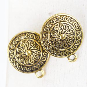 Patina gold earstud 19 x 23 mm x 2 pc