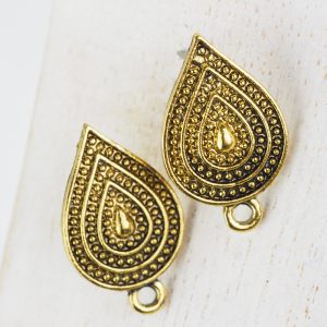 Patina gold earstud 27 x 16 mm x 2 pc