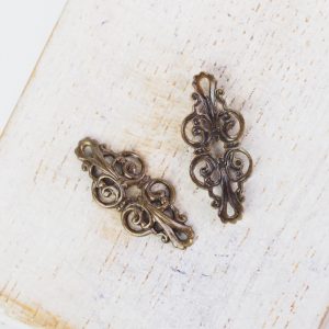 Antique bronze filigree buckle 20x9 mm x 1 pc