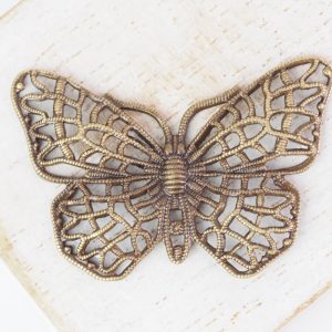 Antique bronze filigree butterfly 38x25 mm x 1 pc