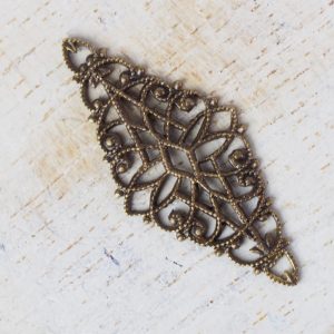 Antique bronze filigree diamond 32x14 mm x 1 pc