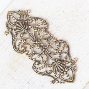 Antique bronze filigree elegant 43x19 mm x 1 pc