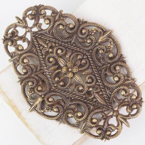 Antique bronze filigree flower garden 76x54 mm x 1 pc