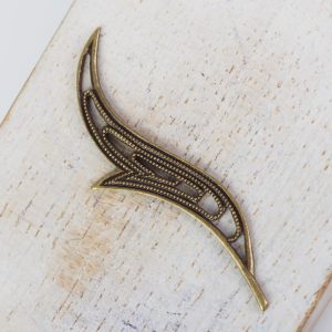 Antique bronze filigree wave 44x17 mm x 1 pc