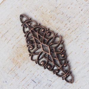 Antique copper filigree diamond 32x14 mm x 1 pc