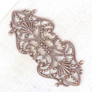 Antique copper filigree elegant 43x19 mm x 1 pc