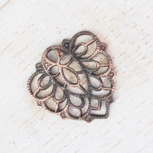 Antique copper filigree falling leaf 18x18 mm x 1 pc