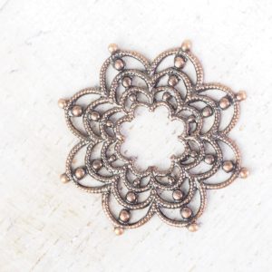 Antique copper filigree firework 23x23 mm x 1 pc