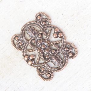 Antique copper filigree flower connector 22x18 x 1 pc