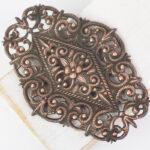 Antique copper filigree flower garden 76x54 mm x 1 pc
