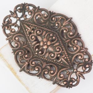 Antique copper filigree flower garden 76x54 mm x 1 pc