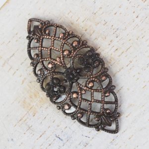 Antique copper filigree navette 33x15 mm x 1 pc