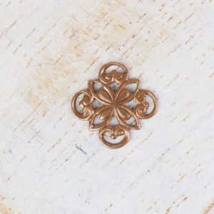 Antique copper filigree ornament square 10x10 mm x 1 pc