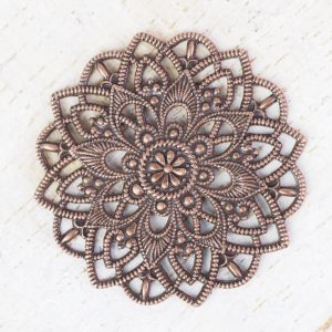 Antique copper filigree star flower 27x27 mm x 1 pc