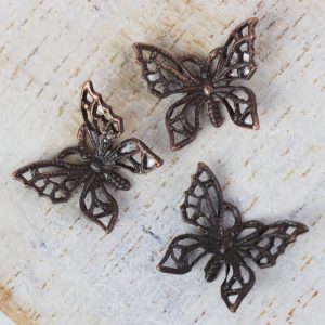 Antique copper filigree tiny butterfly 12x11 mm x 1 pc