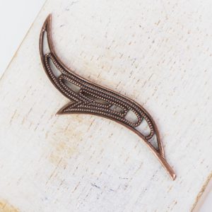 Antique copper filigree wave 44x17 mm x 1 pc