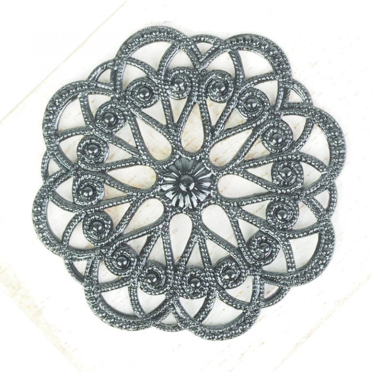 Gunmetal black filigree circle dance 43x43 mm x 1 pc