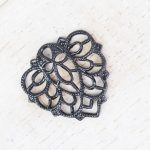 Gunmetal black filigree falling leaf 18x18 mm x 1 pc