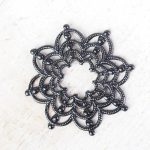 Gunmetal black filigree firework 23x23 mm x 1 pc