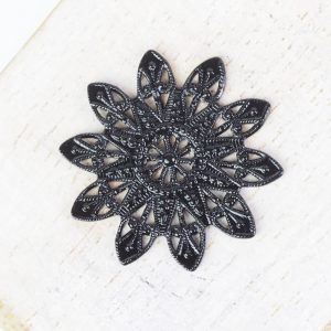 Gunmetal black filigree snowflake 27x27 mm x 1 pc
