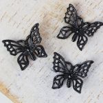 Gunmetal black filigree tiny butterfly 12x11 mm x 1 pc
