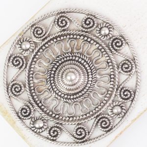 Patina silver filigree Aztec 46x46 mm x 1 pc